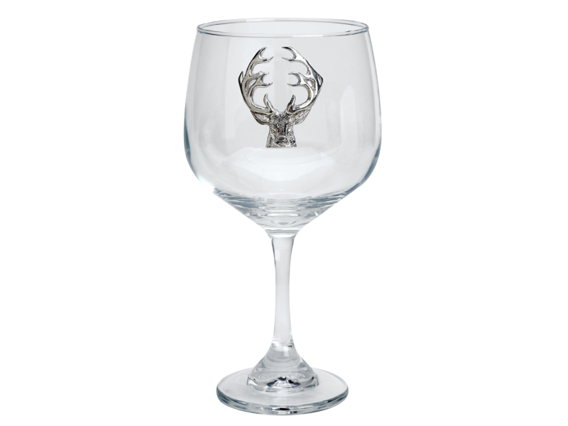Gin Glass with Pewterware Stag Motif