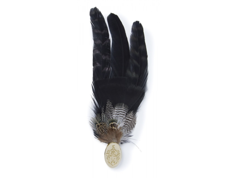 Hicks and Brown Feather Brooch Black Ostrich