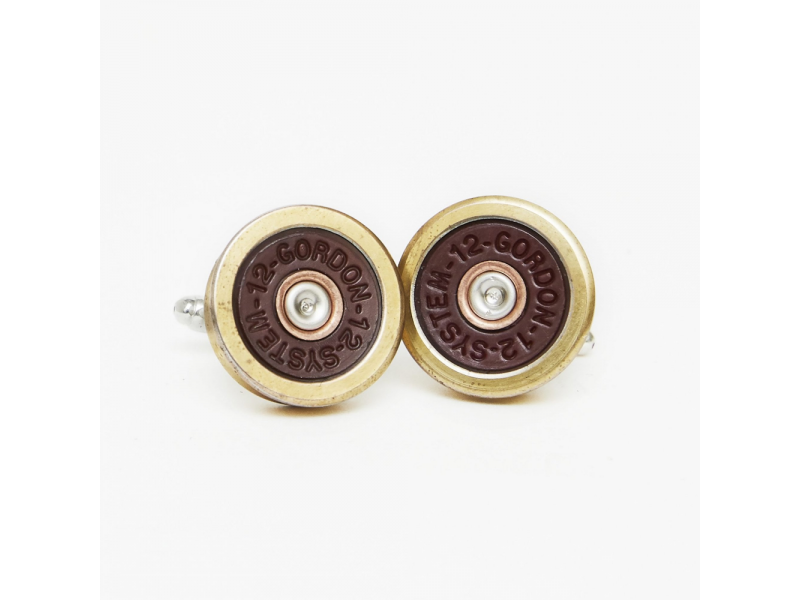 Hicks and Hides 12 Bore Cufflinks Red & Gold 