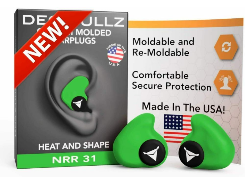 Decibullz Reusable Molded Earplugs - Green