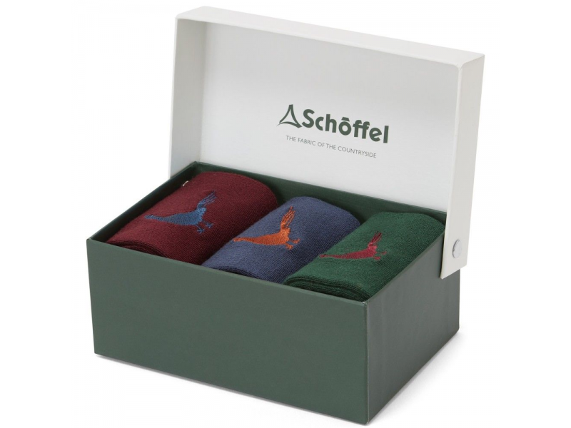 Schoffel Mens Bamboo Socks Box Of 3 Rust Pheasent